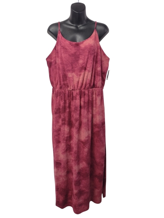 Old Navy Dresses & Skirts - Old Navy XL Tie Dye Red Midi Sundress 100% Cotton Spaghetti Strap Dress Slit NWT